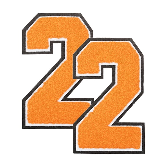 Uxcell 2 Pcs 4.7" Orange Number 2 Chenille Iron on Number Patches, Terry Cloth Patch