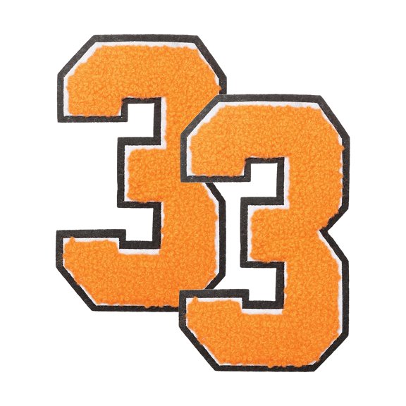 Uxcell 2 Pcs 4.7" Orange Number 3 Chenille Iron on Number Patches, Terry Cloth Patch