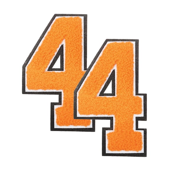 Uxcell 2 Pcs 4.7" Orange Number 4 Chenille Iron on Number Patches, Terry Cloth Patch