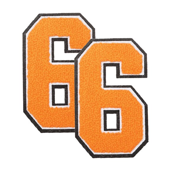 Uxcell 2 Pcs 4.7" Orange Number 6 Chenille Iron on Number Patches, Terry Cloth Patch
