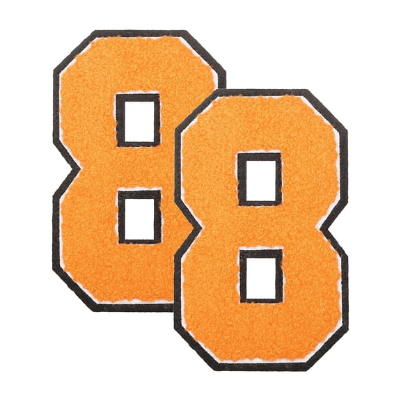 Uxcell 2 Pcs 4.7" Orange Number 8 Chenille Iron on Number Patches, Terry Cloth Patch