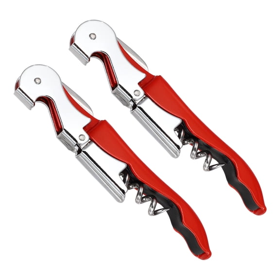 Uxcell 2 Pcs 4.8" Wine Openers Waiter Corkscrew Wine Bottle Opener, Red