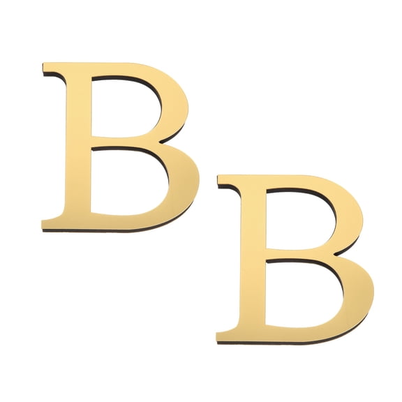 Uxcell 2 Pcs 4 Inch 3D Acrylic Alphabet Mirror Wall Stickers Letter B Self-Adhesive Home Decor Letter Sign Art Sticker Decal for DIY Home Decoration Light Gold