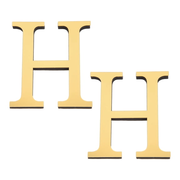 Uxcell 2 Pcs 4 Inch 3D Acrylic Alphabet Mirror Wall Stickers Letter H Self-Adhesive Home Decor Letter Sign Art Sticker Decal for DIY Home Decoration Light Gold