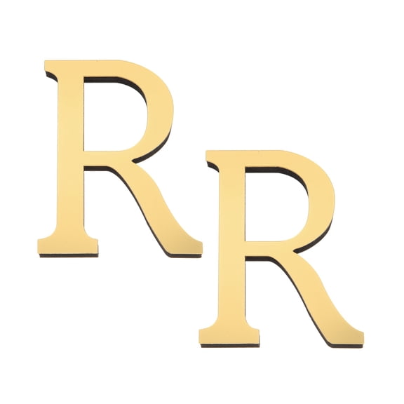 Uxcell 2 Pcs 4 Inch 3D Acrylic Alphabet Mirror Wall Stickers Letter R Self-Adhesive Home Decor Letter Sign Art Sticker Decal for DIY Home Decoration Light Gold