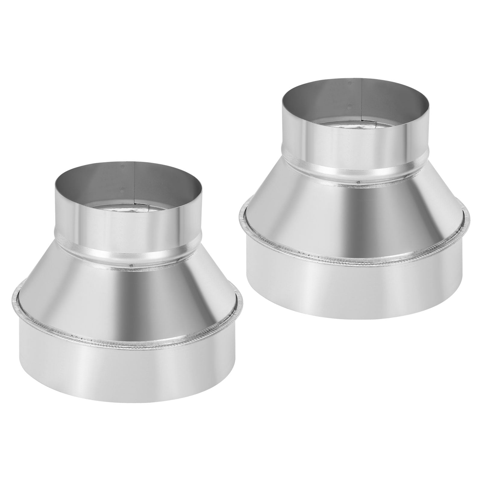 Uxcell 2 Pcs 4" to 6" Galvanized Steel Round Duct Reducer Adapter Connector,Silver Tone