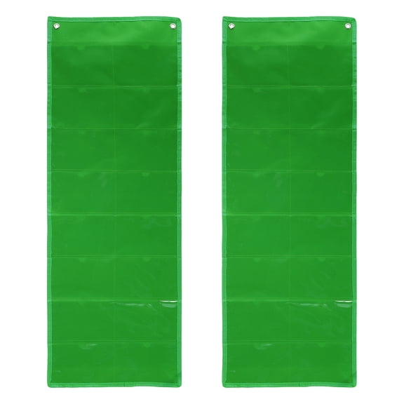 Uxcell 2 Pcs 4" x 6" Index Card Holder Sleeve, 16 Card Slots Organizer Sleeve for Office Home Organization, Green