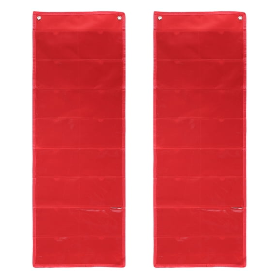 Uxcell 2 Pcs 4" x 6" Index Card Holder Sleeve, 16 Card Slots Organizer Sleeve for Office Home Organization, Red
