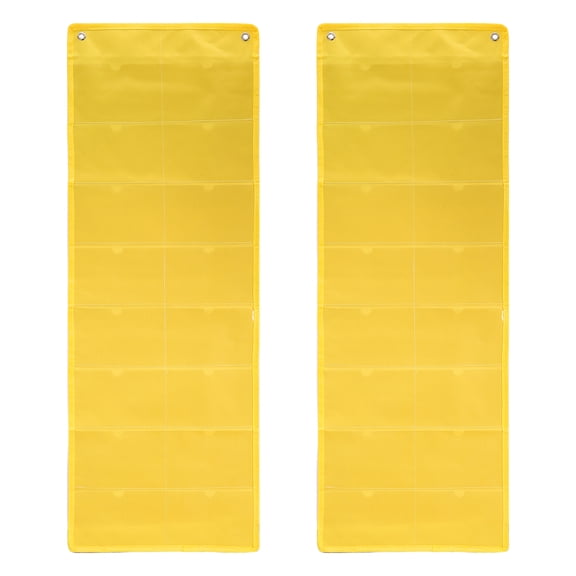 Uxcell 2 Pcs 4" x 6" Index Card Holder Sleeve, 16 Card Slots Organizer Sleeve for Office Home Organization, Yellow