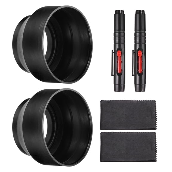 Uxcell 2 Pcs 49mm Rubber Camera Lens Hood Sun Shade/Shield with Cleaning Cloth & Pen