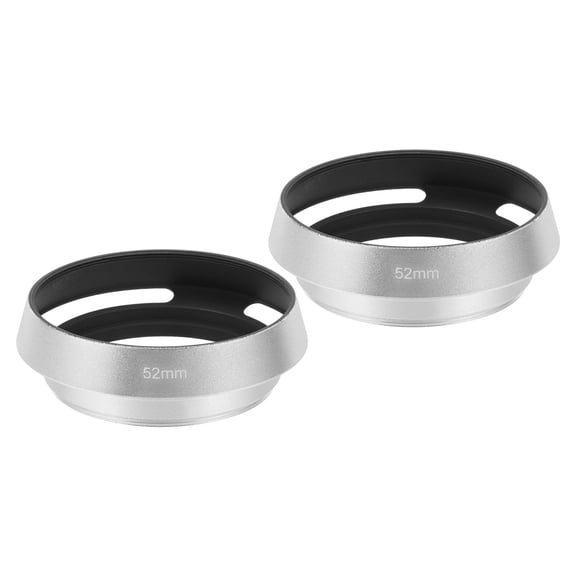 Uxcell 2 Pcs 52mm Lens Hood, Universal Metal Hollow Screw-in Vented Lens Hood, Silver