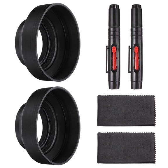 Uxcell 2 Pcs 58mm Rubber Camera Lens Hood Sun Shade/Shield with Cleaning Cloth & Pen