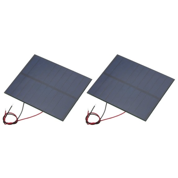 Uxcell 2 Pcs 5V 1.15W 230mA Mini Solar Panels, Small Polycrystalline Solar Cell Panel with 2 Cable for DIY Electric Toy Materials Kits Charger, 100.8mm x 82.5mm
