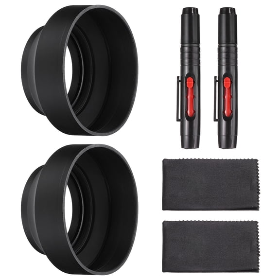 Uxcell 2 Pcs 67mm Rubber Camera Lens Hood Sun Shade/Shield with Cleaning Cloth & Pen