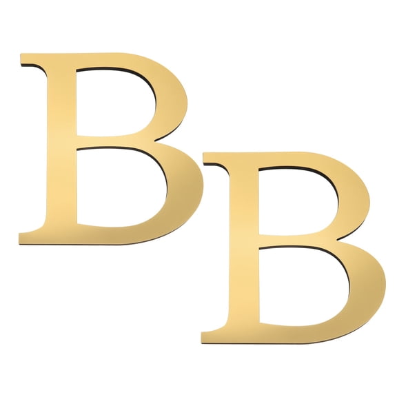 Uxcell 2 Pcs 8 Inch 3D Acrylic Alphabet Mirror Wall Stickers Letter B Self-Adhesive Home Decor Letter Sign Art Sticker Decal for DIY Home Decoration Light Gold