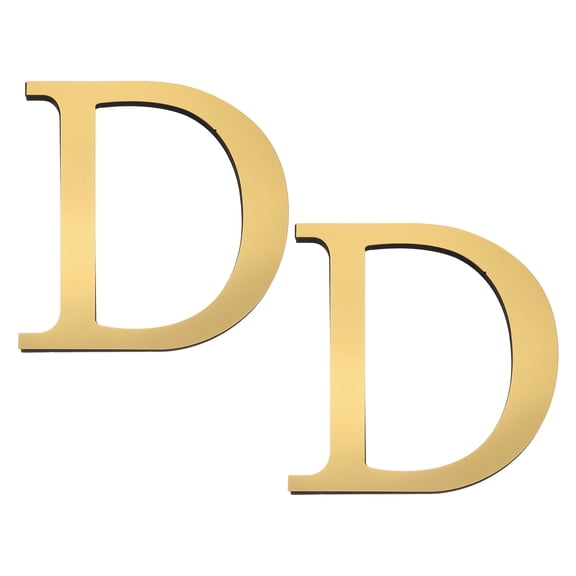 Uxcell 2 Pcs 8 Inch 3D Acrylic Alphabet Mirror Wall Stickers Letter D Self-Adhesive Home Decor Letter Sign Art Sticker Decal for DIY Home Decoration Light Gold
