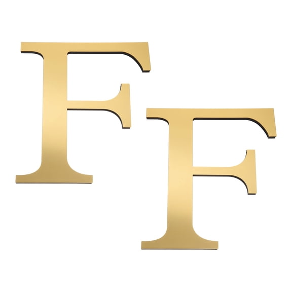 Uxcell 2 Pcs 8 Inch 3D Acrylic Alphabet Mirror Wall Stickers Letter F Self-Adhesive Home Decor Letter Sign Art Sticker Decal for DIY Home Decoration Light Gold