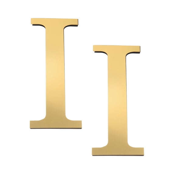 Uxcell 2 Pcs 8 Inch 3D Acrylic Alphabet Mirror Wall Stickers Letter I Self-Adhesive Home Decor Letter Sign Art Sticker Decal for DIY Home Decoration Light Gold