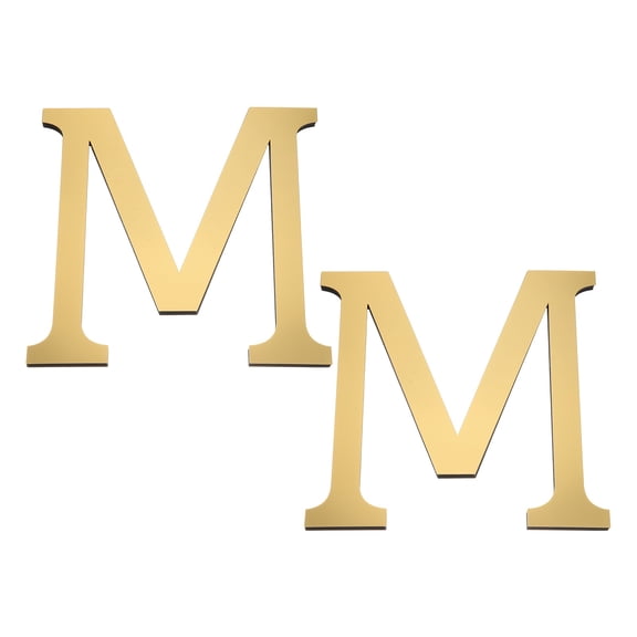 Uxcell 2 Pcs 8 Inch 3D Acrylic Alphabet Mirror Wall Stickers Letter M Self-Adhesive Home Decor Letter Sign Art Sticker Decal for DIY Home Decoration Light Gold