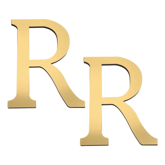 Uxcell 2 Pcs 8 Inch 3D Acrylic Alphabet Mirror Wall Stickers Letter R Self-Adhesive Home Decor Letter Sign Art Sticker Decal for DIY Home Decoration Light Gold