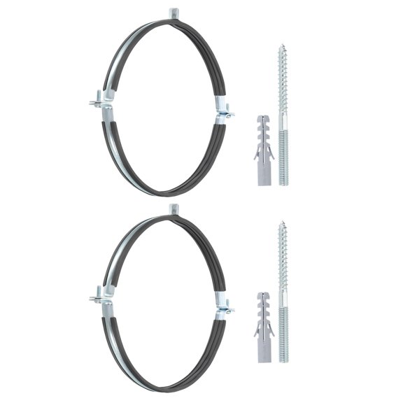 Uxcell 2 Pcs 9.8-10inch Heavy Duty Adjustable Split Ring Pipe Hanger, Silver/Black