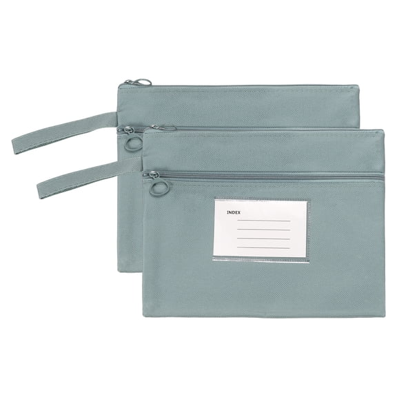Uxcell 2 Pcs A5 Mesh Zipper Pouch with Handle Double-Layer, Grey (9.5 x 7.3 Inch)