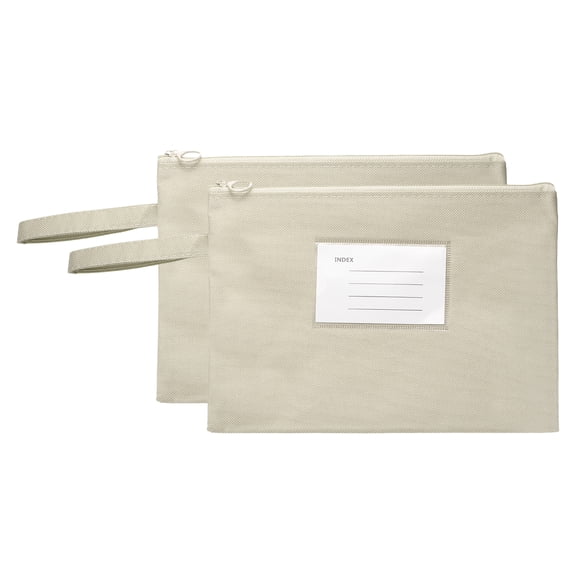 Uxcell 2 Pcs A5 Mesh Zipper Pouch with Handle Single-Layer, Khaki (9.5 x 7.3 Inch)