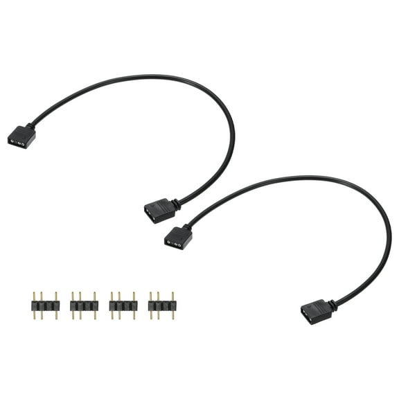 Uxcell 2 Pcs ARGB Extension Cable, 5V 12" 3 Pin 1 to 1 Female to Female Power Cord with 3 Pin Male Connectors for PC Computer ARGB Fan/LED Lights, Black