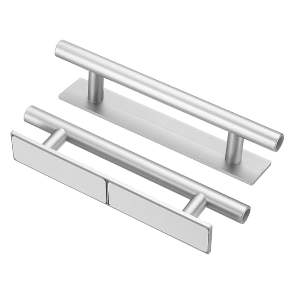 Uxcell 2 Pcs Adhesive Cabinet Handles, 5.9" Self-Stick Drawer Handle, No Drill Plastic Cabinet Knobs Helper for Closet, Sliding Shower Door, Window, Wardrobe, Silver