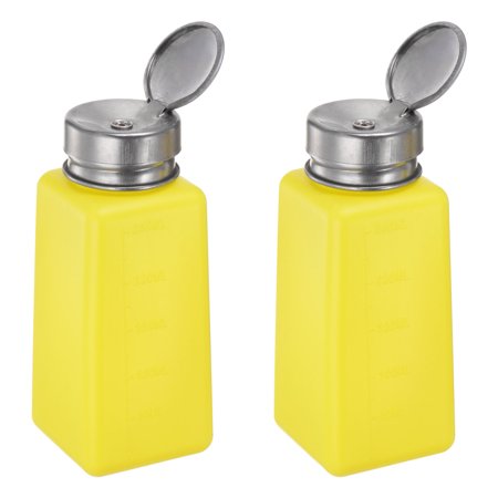 Uxcell 2 Pcs Alcohol Liquid Press Pumping Dispenser 250ML Nail Polish Remover Empty Bottle Yellow