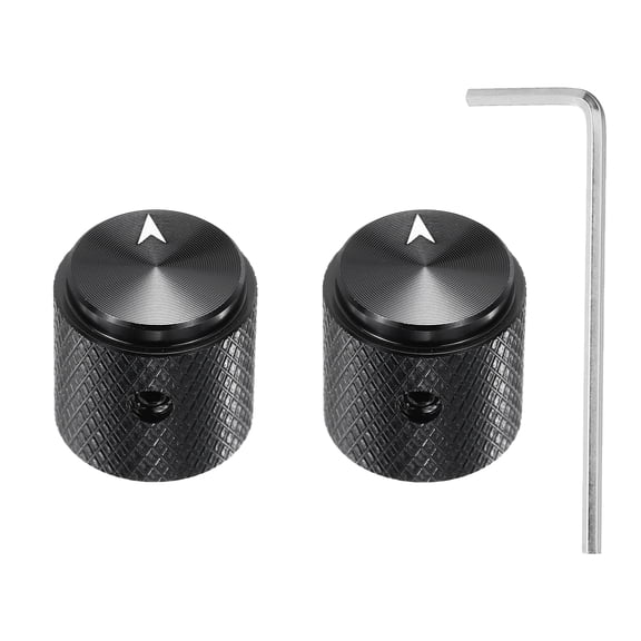 Uxcell 2 Pcs Aluminium Potentiometer Knobs, 1/4"(6mm) IDx5/8"(15mm) ODx5/8"(15mm) Height Universal Volume Tone Control Knobs for Guitar, Bass, Arrow Indicator, Black