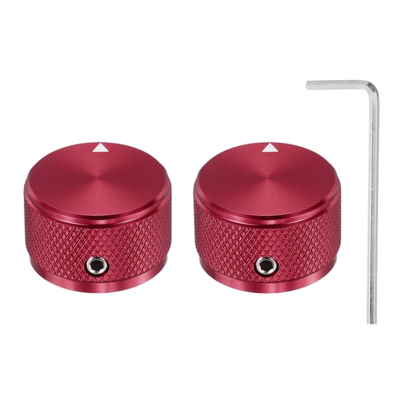 Uxcell 2 Pcs Aluminium Potentiometer Knobs, 1/4" (6mm) Universal Volume Tone Control Knobs for Guitar, Bass, Diamond 5/8" Red