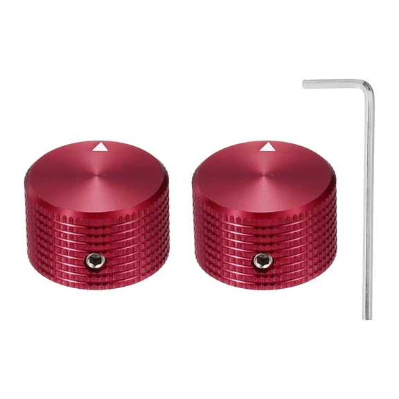 Uxcell 2 Pcs Aluminium Potentiometer Knobs, 1/4" (6mm) Universal Volume Tone Control Knobs for Guitar, Bass, Grid 5/8" Red