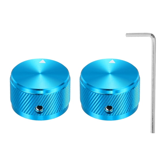 Uxcell 2 Pcs Aluminium Potentiometer Knobs, 1/4" (6mm) Universal Volume Tone Control Knobs for Guitar, Bass, Twill 5/8" Blue