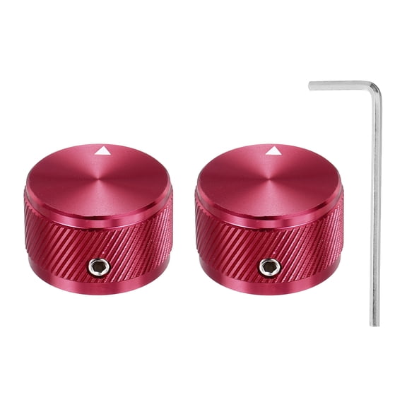 Uxcell 2 Pcs Aluminium Potentiometer Knobs, 1/4" (6mm) Universal Volume Tone Control Knobs for Guitar, Bass, Twill 5/8" Red