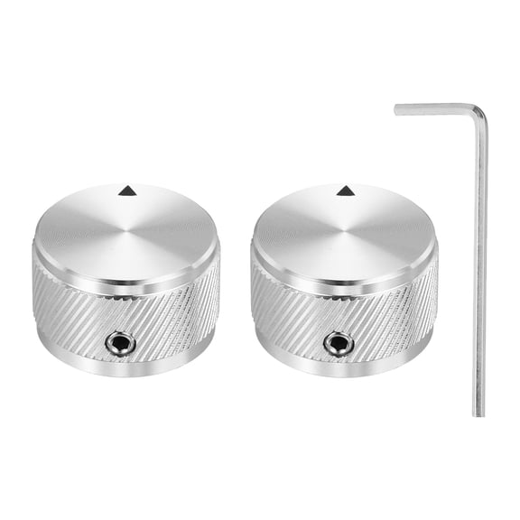 Uxcell 2 Pcs Aluminium Potentiometer Knobs, 1/4" (6mm) Universal Volume Tone Control Knobs for Guitar, Bass, Twill 5/8" Silver