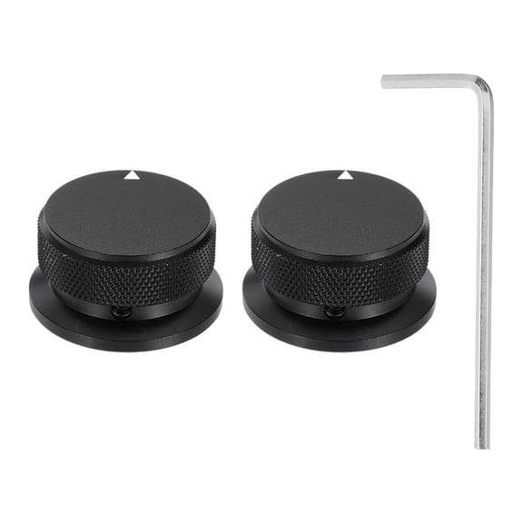 Uxcell 2 Pcs Aluminium Potentiometer Knobs, 1/4" (6mm) Universal Volume Tone Control Knobs with Arrow Indicator for Guitar, Bass, 13/16" Black