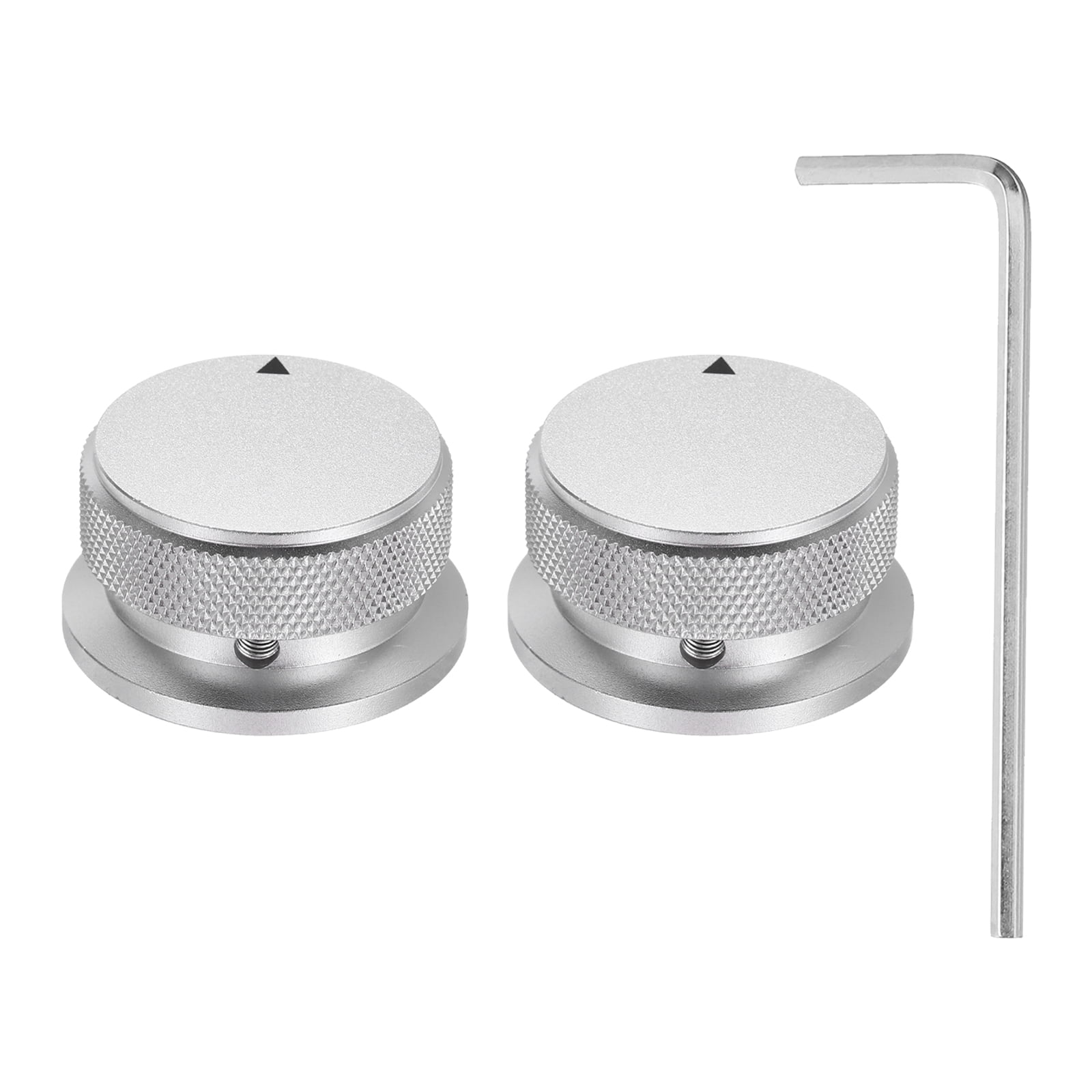 Uxcell 2 Pcs Aluminium Potentiometer Knobs, 1/4" (6mm) Universal Volume Tone Control Knobs with Arrow Indicator for Guitar, Bass, 13/16" Silver
