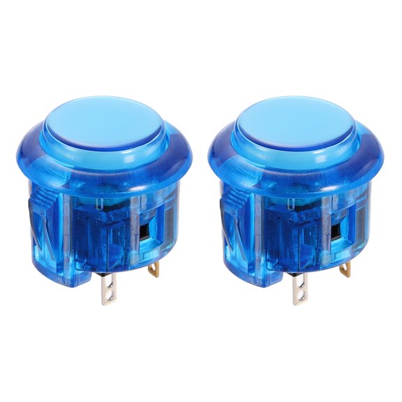 Uxcell 2 Pcs Arcade LED Lights Push Button (24mm) - 5A 12/24V LED Illuminated Game Push Button for Arcade Machine/Fighting Stick/Video Gaming Controller, Blue