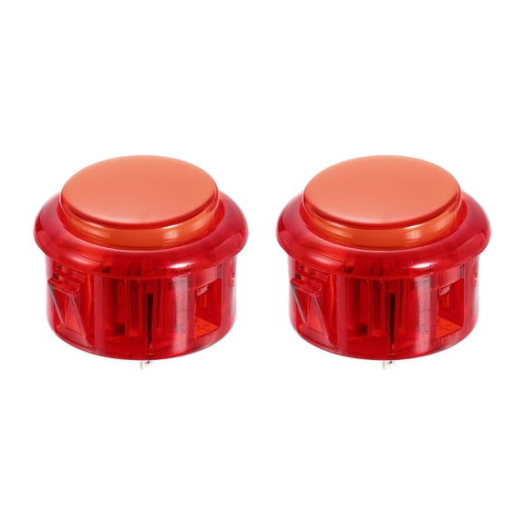Uxcell 2 Pcs Arcade LED Lights Push Button (30mm) - 5A 12/24V LED Illuminated Game Push Button for Arcade Machine/Fighting Stick/Video Gaming Controller, Red