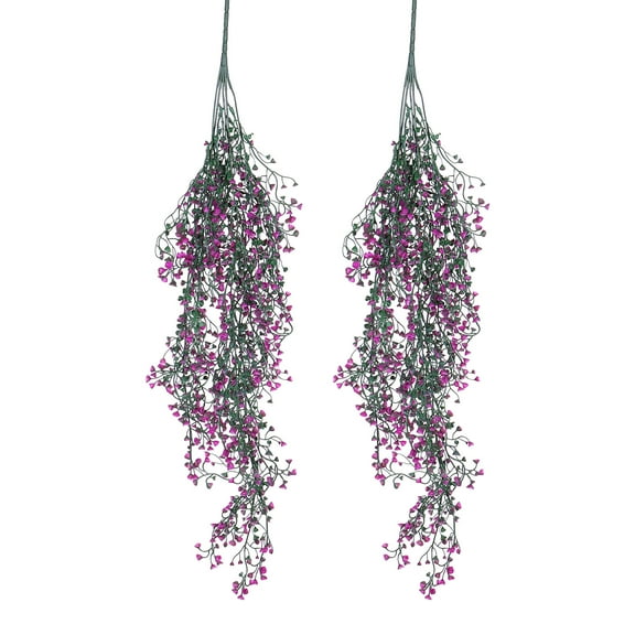 Uxcell 2 Pcs Artificial Hanging Plants Fake Ferns Hanging Vines Plastic for Home Garden Indoor Outdoors Fuchsia