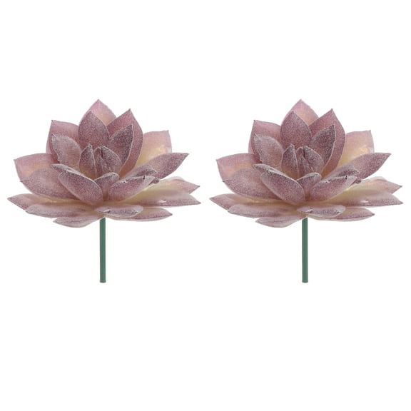 Uxcell 2 Pcs Artificial Succulent Plants, Small Realistic Fake Plants Colorful Faux Artificial Flocking Lotus Flowers for Home Office Garden Flower Hotel Decoration, Purple