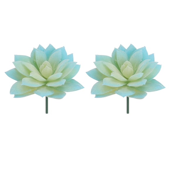Uxcell 2 Pcs Artificial Succulent Plants, Small Realistic Fake Plants Colorful Faux Artificial Flocking Lotus Flowers for Home Office Garden Flower Hotel Decoration, Blue Gradient