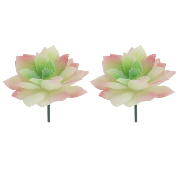 Uxcell 2 Pcs Artificial Succulent Plants, Small Realistic Fake Plants Colorful Faux Artificial Flocking Lotus Flowers for Home Office Garden Flower Hotel Decoration, Pink-Green