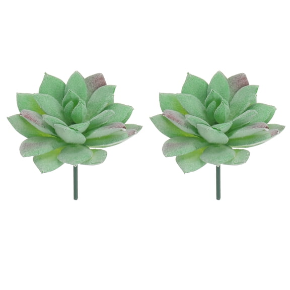 Uxcell 2 Pcs Artificial Succulent Plants, Small Realistic Fake Plants Colorful Faux Artificial Flocking Lotus Flowers for Home Office Garden Flower Hotel Decoration, Green