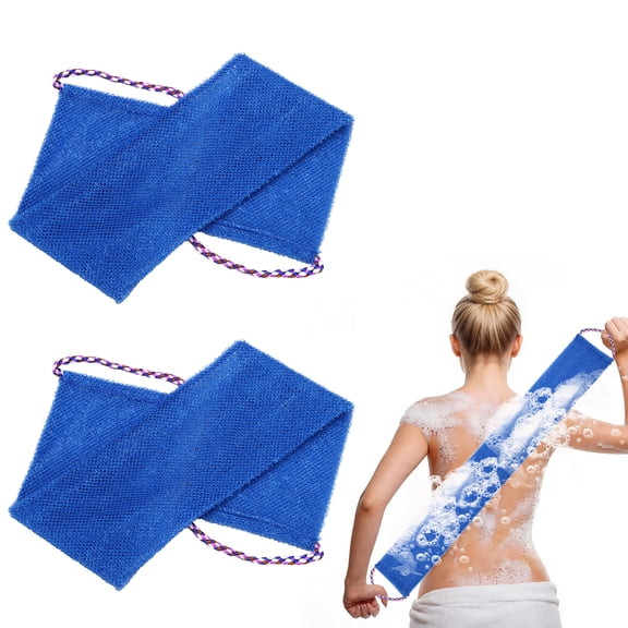 Uxcell 2 Pcs Back Scrubber with Handles, Nylon Bath Sponge Extended, 29 Inch African Exfoliating Long Net Body Scrubber Shower Loofah for Women Men Use, Blue