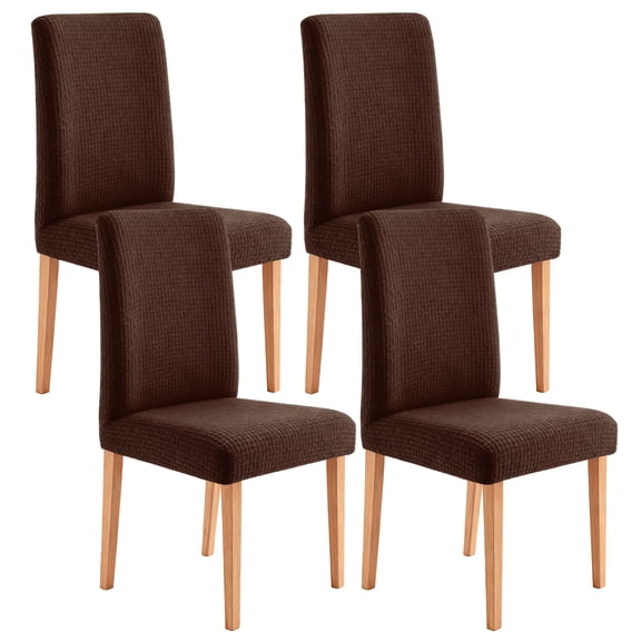 Uxcell 2 Pcs Bar Stool Covers, 14-19 Inch Stretch Counter Stool Chair Covers with 14-19 Inch Backs Plaid Jacquard Chair Seat Covers Washable Slipcovers with Elastic Bands, Beige