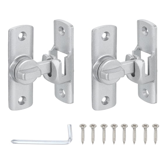 Uxcell 2 Pcs Barn Door Lock, 90/280 Degree Security Flip Sliding Door Latch, Silver