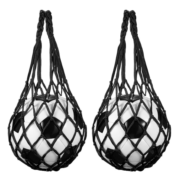 Uxcell 2 Pcs Basketball Net Bags, Nylon Soccer Ball Holder Portable Multifunctional Single Ball Mesh Net Bag for Storage Basketball Soccer Rugby Balls, Black