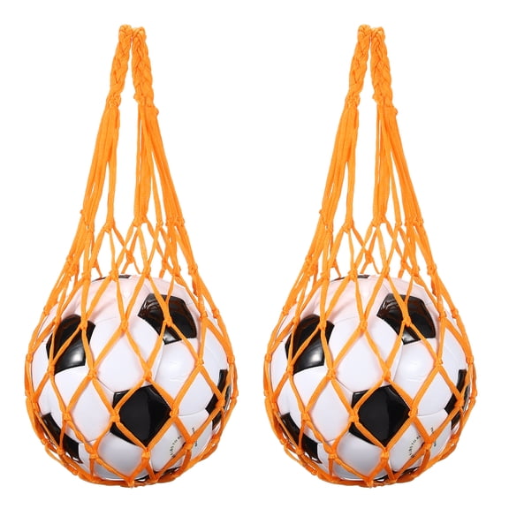 Uxcell 2 Pcs Basketball Net Bags, Nylon Soccer Ball Holder Portable Multifunctional Single Ball Mesh Net Bag for Storage Basketball Soccer Rugby Balls, Yellow